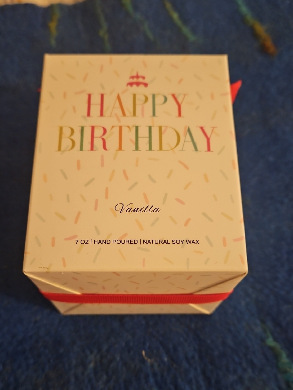 Happy Birthday Vanilla  Confetti Hand Poured 7 Ounce Soy Candle.